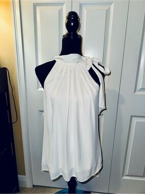 Express White Tie-Shoulder Halter Top